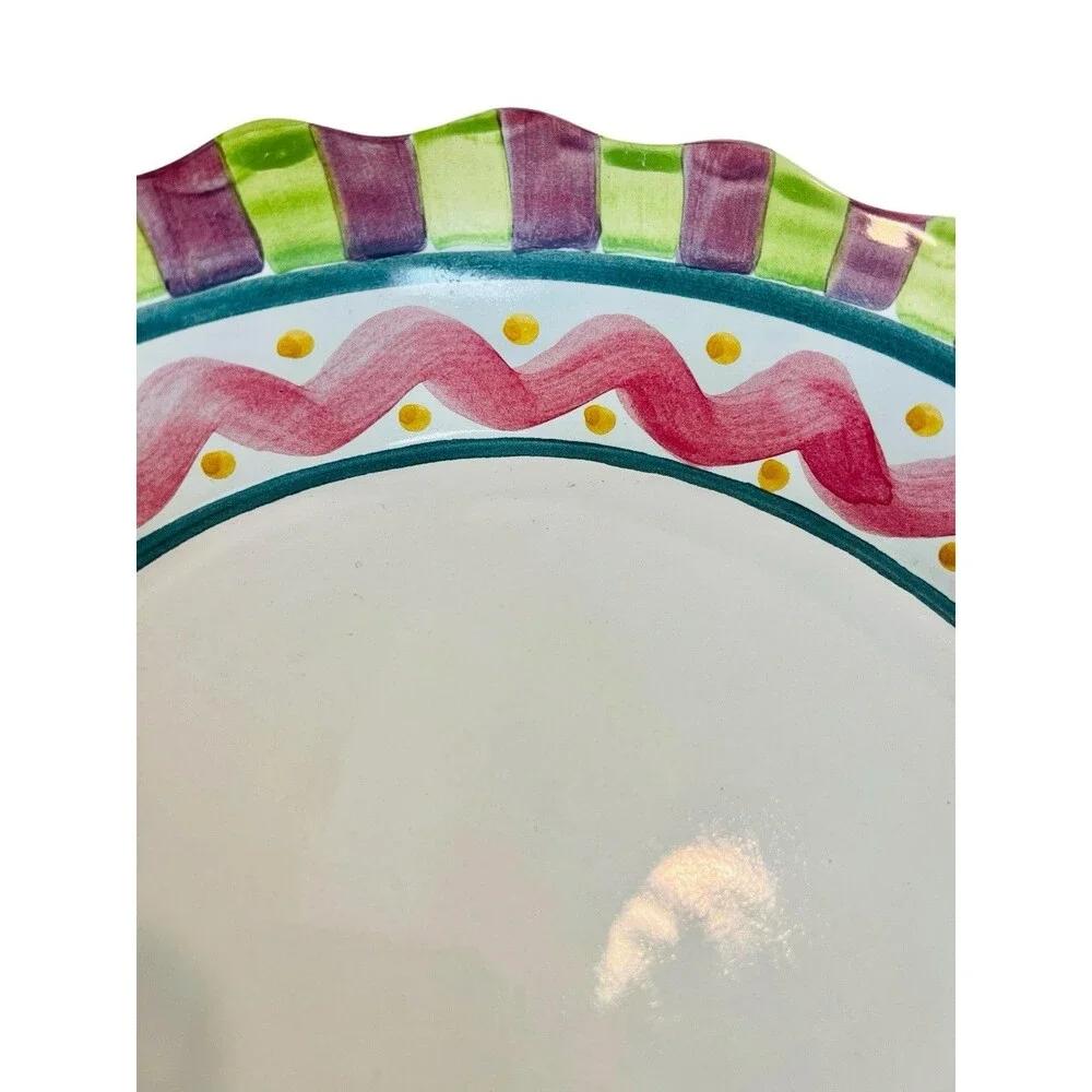 Retired MacKenzie-Childs Piccadilly Pie Baking Dish 12” Handmade USA